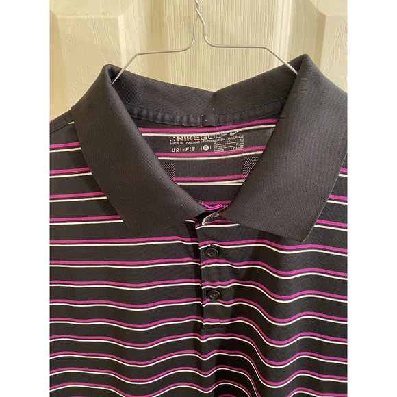 Nike Golf Dri-Fit Men's Purple Striped Polo Golf Shirt Size xl - Picture 4 of 7